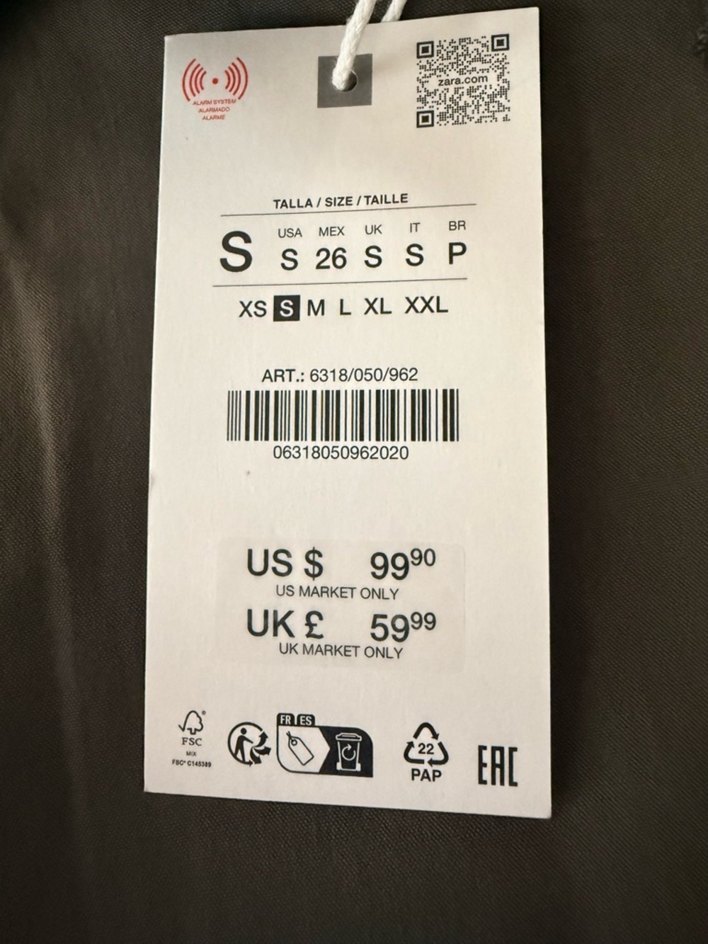 Zara Short Olive Double-Breasted Trench Jacket - Picture 8 of 8